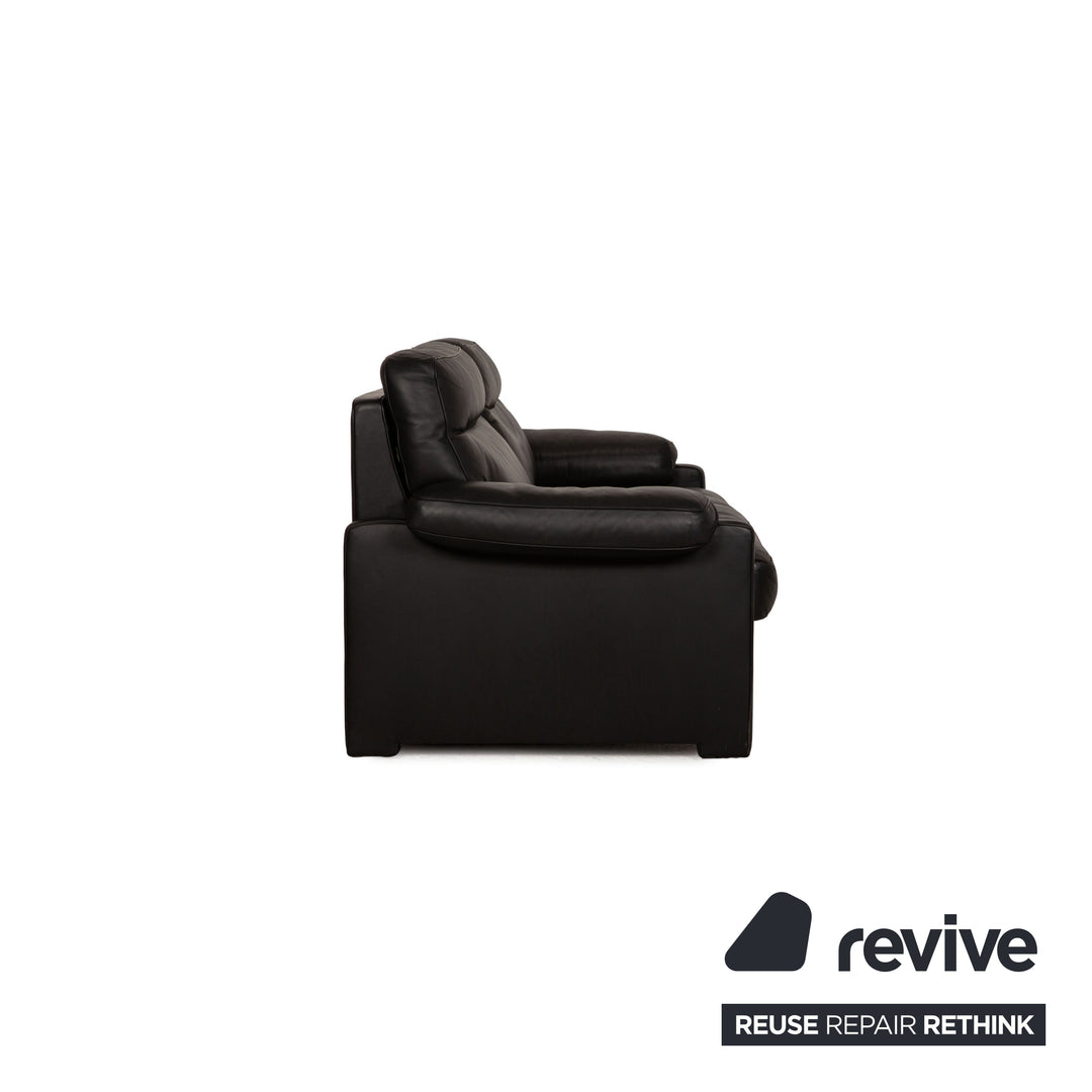 de Sede DS 70 Leder Sofa Garnitur Schwarz Dreisitzer Zweisitzer Sofa Couch