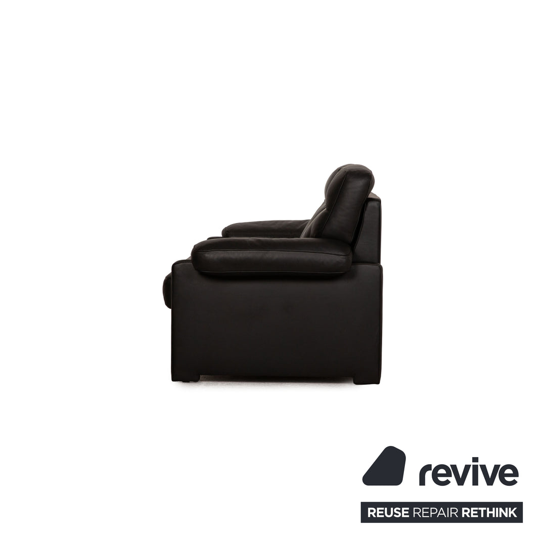 de Sede DS 70 Leder Sofa Garnitur Schwarz Dreisitzer Zweisitzer Sofa Couch
