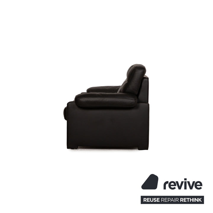 de Sede DS 70 Leder Sofa Garnitur Schwarz Dreisitzer Zweisitzer Sofa Couch