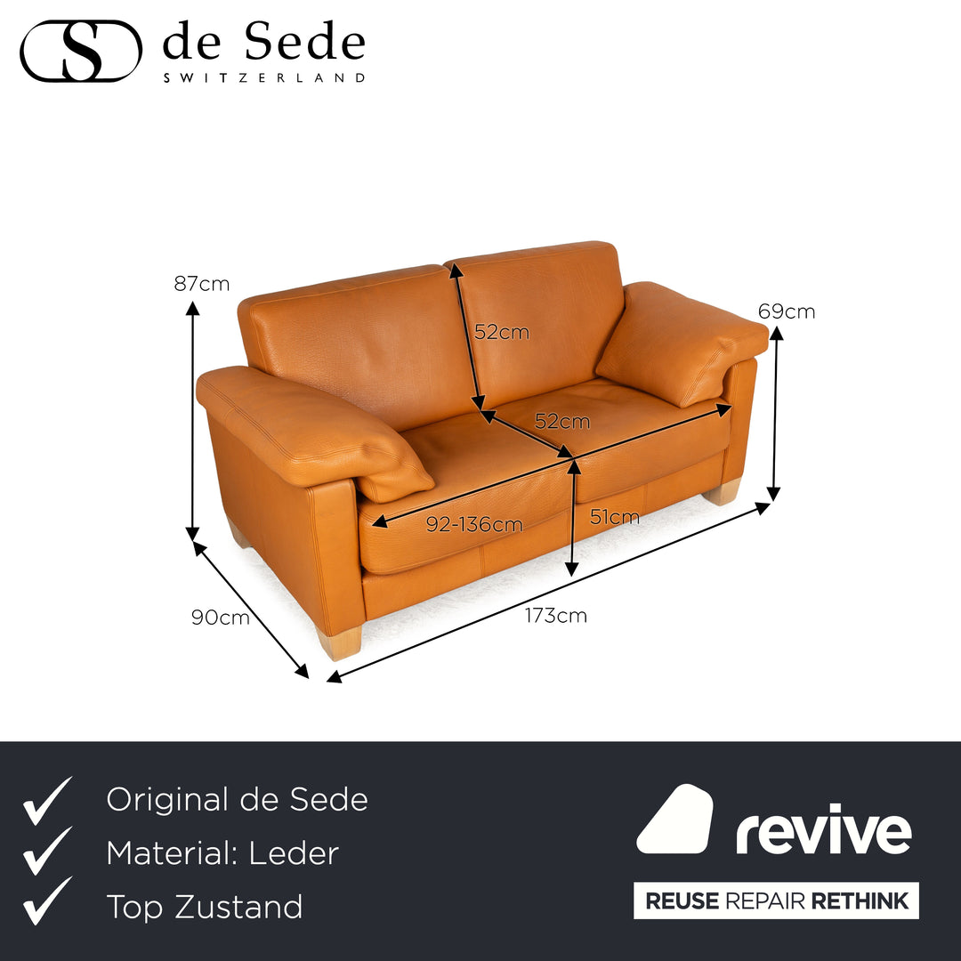 de Sede DS 70 Leather Two Seater Brown Sofa Couch