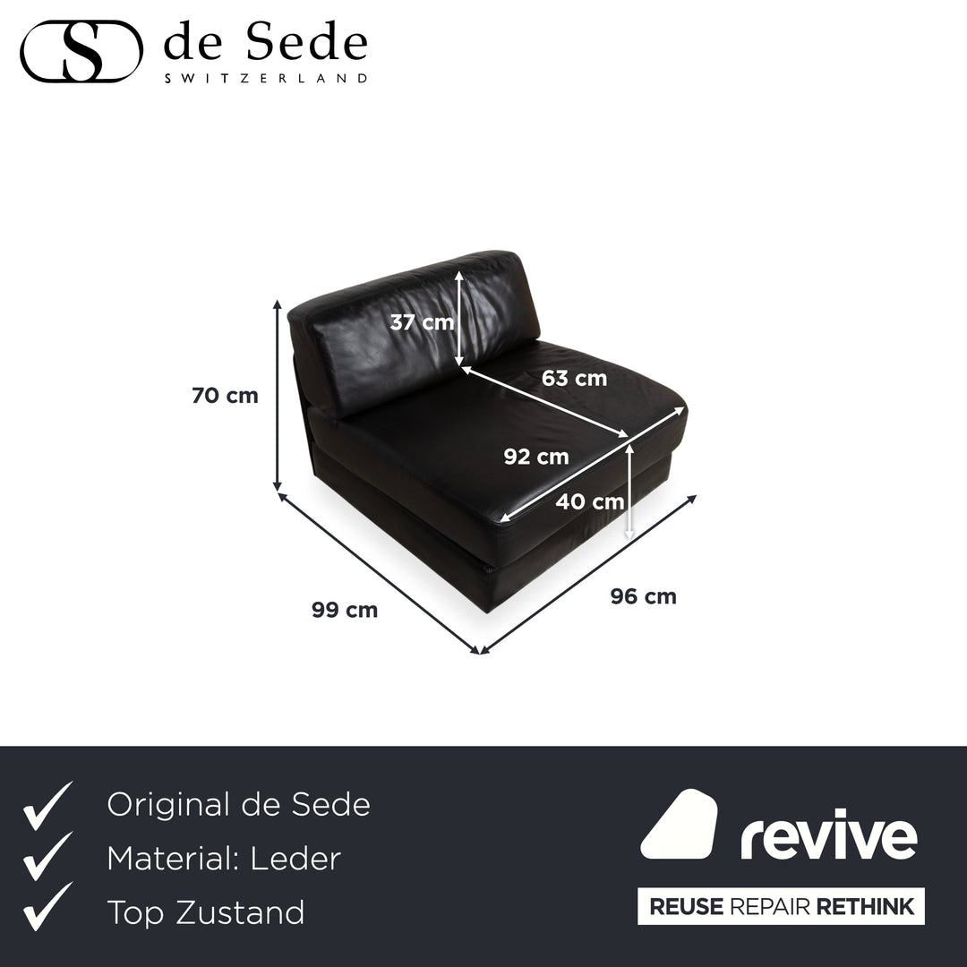 De Sede DS-76 Leder Sessel Schwarz manuelle Funktion Schlaffunktion