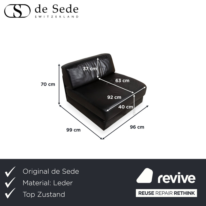 De Sede DS-76 Fauteuil en cuir noir Fonction manuelle Fonction couchage