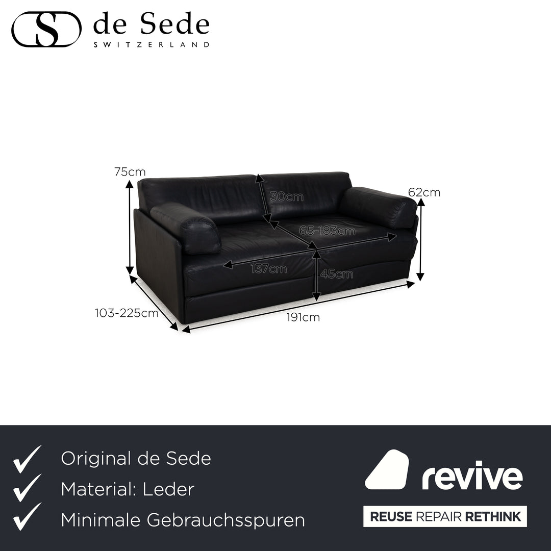 de Sede DS 76 Leder Zweisitzer Dunkelblau Sofa Couch Schlaffunktion