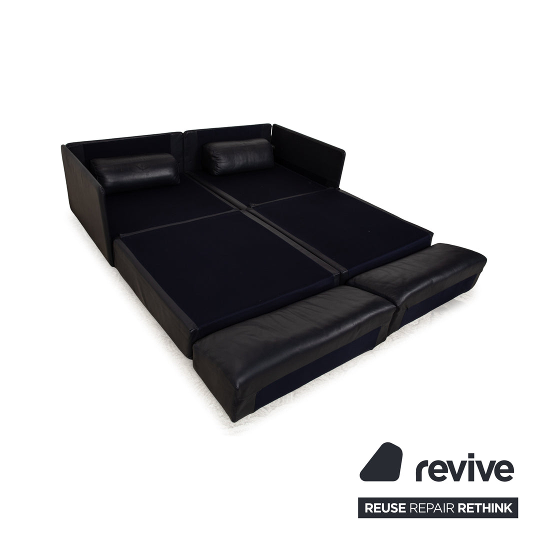 de Sede DS 76 Leder Zweisitzer Dunkelblau Sofa Couch Schlaffunktion