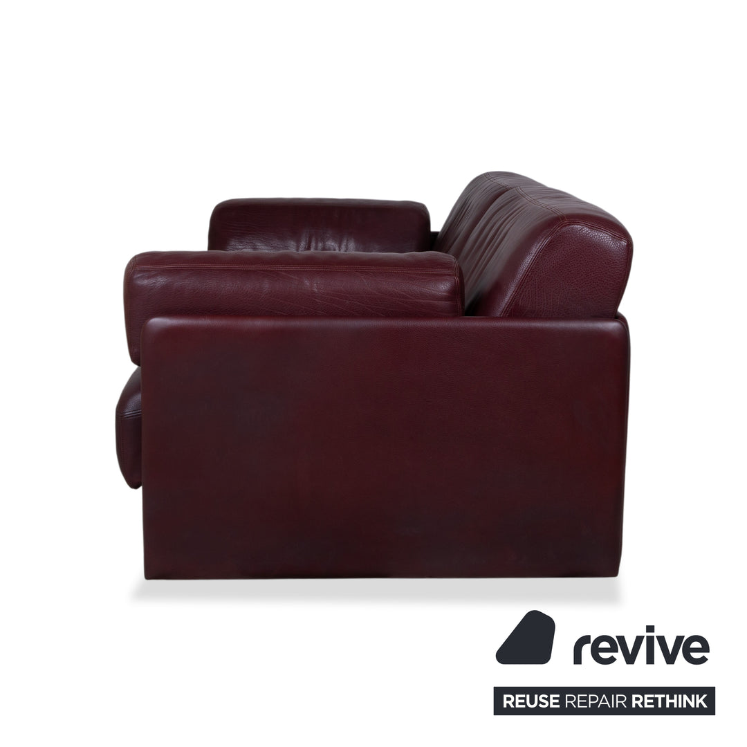 de Sede DS-76 Leder Zweisitzer Rot Bordeaux manuelle Funktion Sofa Couch Schlafsofa