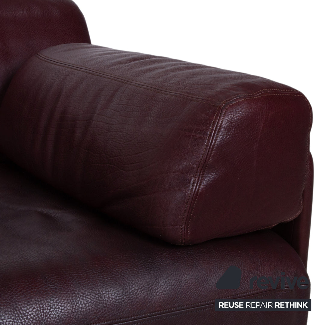 de Sede DS-76 Leder Zweisitzer Rot Bordeaux manuelle Funktion Sofa Couch