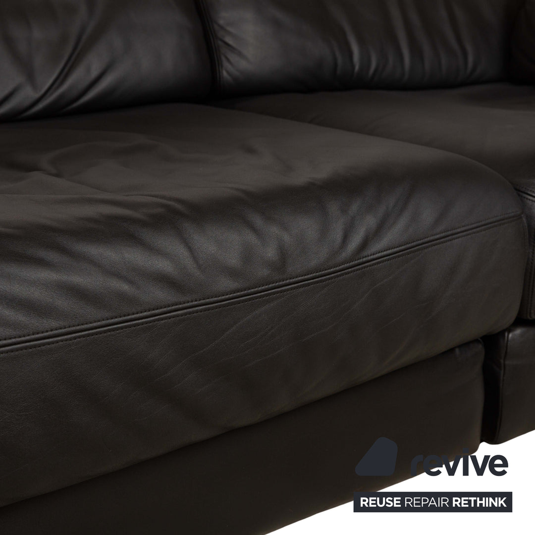 de Sede DS-76 Leder Zweisitzer Schwarz Sofa Couch manuelle Funktion