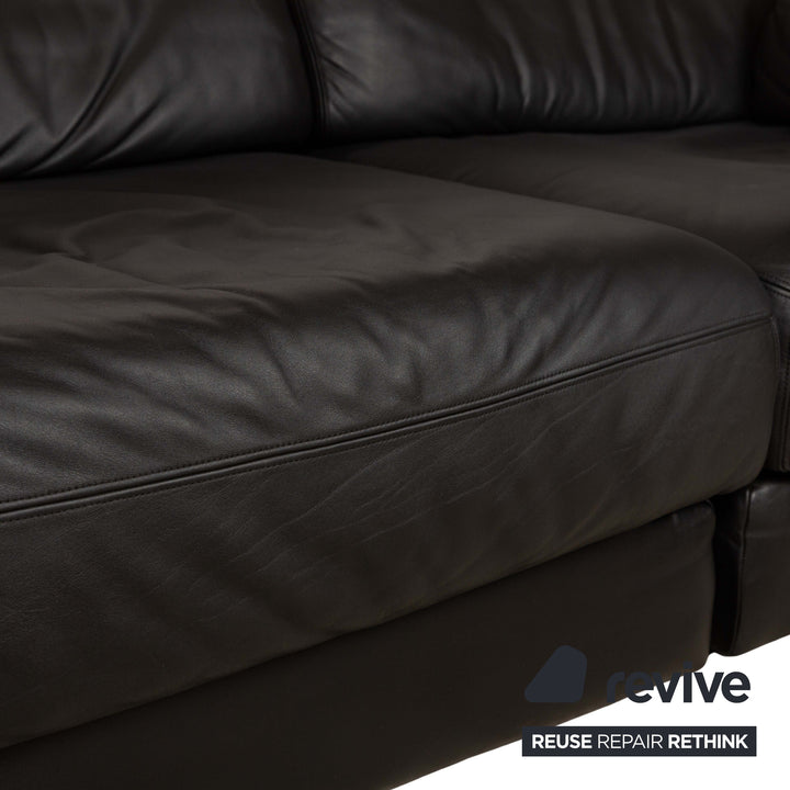de Sede DS-76 Leder Zweisitzer Schwarz Sofa Couch manuelle Funktion