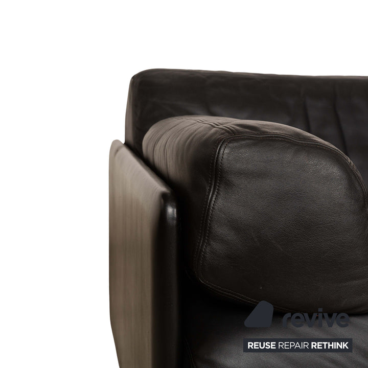 de Sede DS-76 Leder Zweisitzer Schwarz Sofa Couch manuelle Funktion