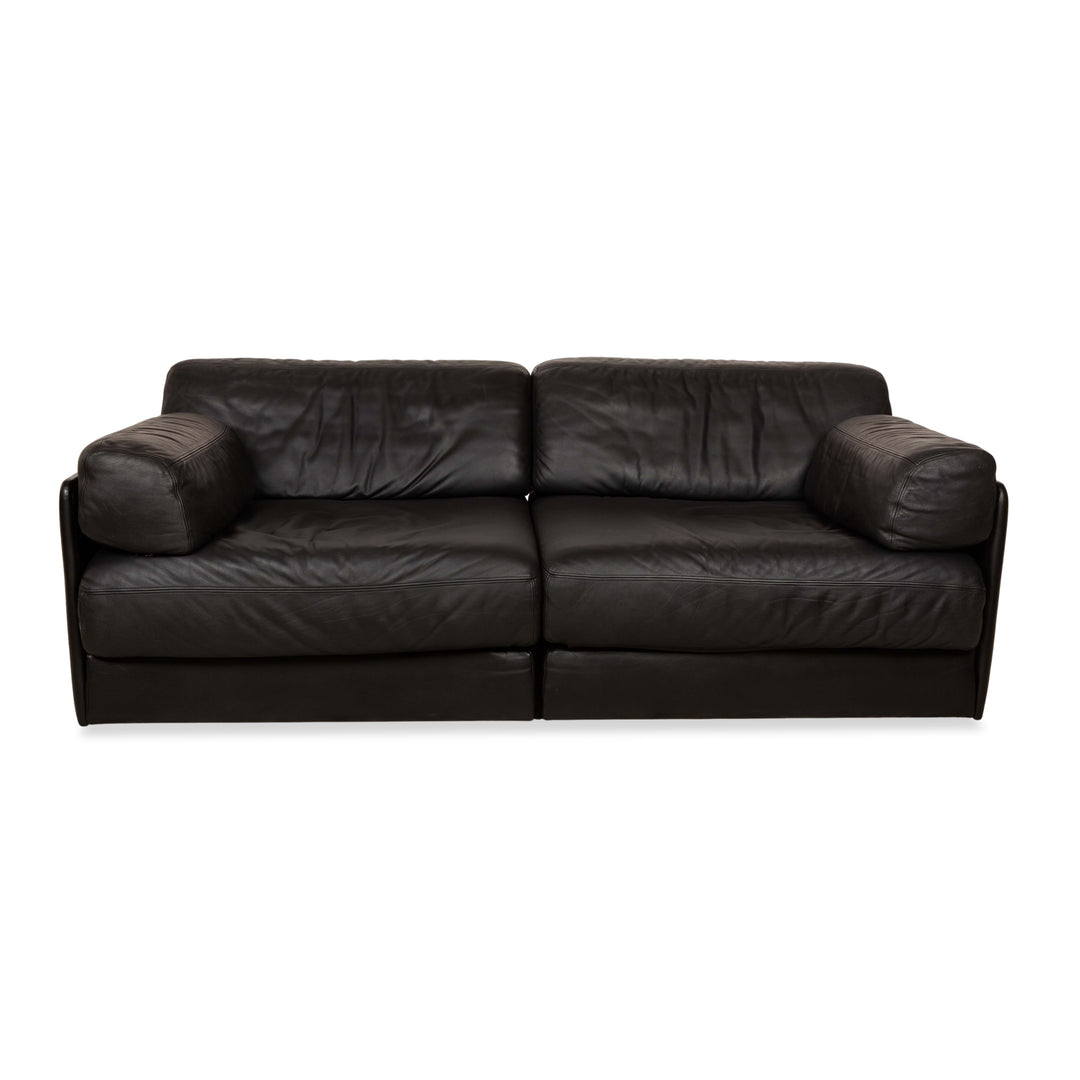 De Sede DS-76 Leather Two Seater Black Sofa Couch manual function