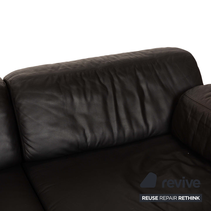 de Sede DS-76 Leder Zweisitzer Schwarz Sofa Couch manuelle Funktion