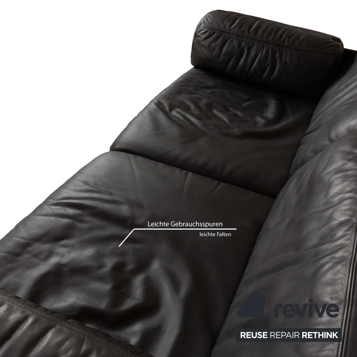 de Sede DS-76 Leder Zweisitzer Schwarz Sofa Couch manuelle Funktion