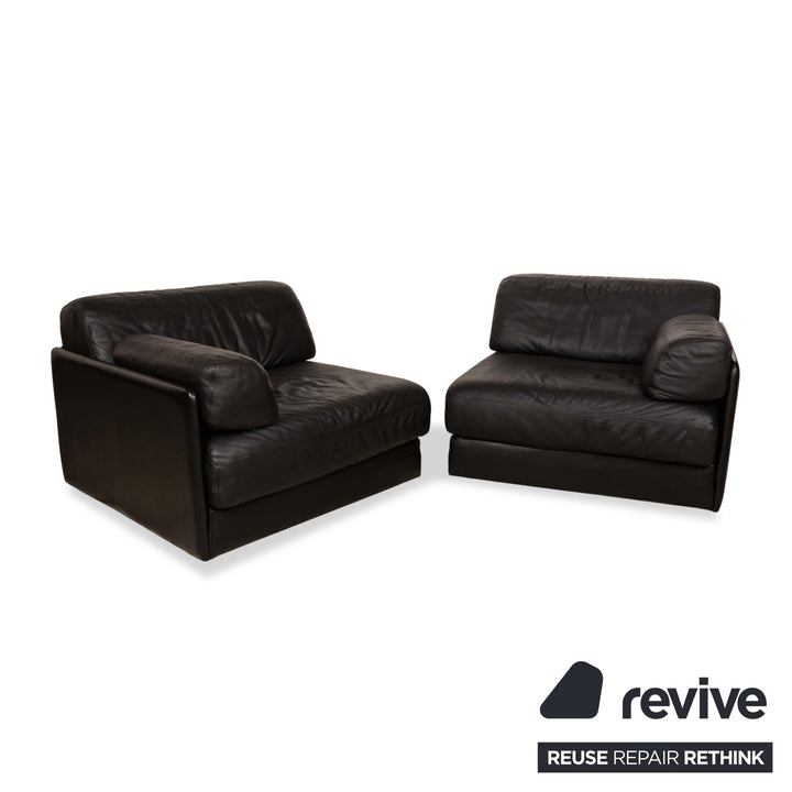 de Sede DS-76 Leder Zweisitzer Schwarz Sofa Couch manuelle Funktion