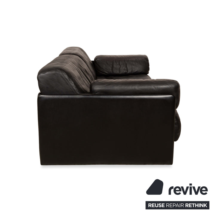 de Sede DS-76 Leder Zweisitzer Schwarz Sofa Couch manuelle Funktion