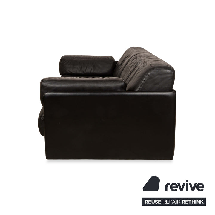 de Sede DS-76 Leder Zweisitzer Schwarz Sofa Couch manuelle Funktion