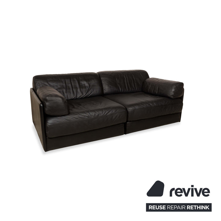 De Sede DS-76 Leather Two Seater Black Sofa Couch manual function