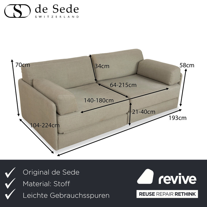 de Sede DS-76 Fabric Two-Seater Grey Green Sofa Couch Sofa Bed