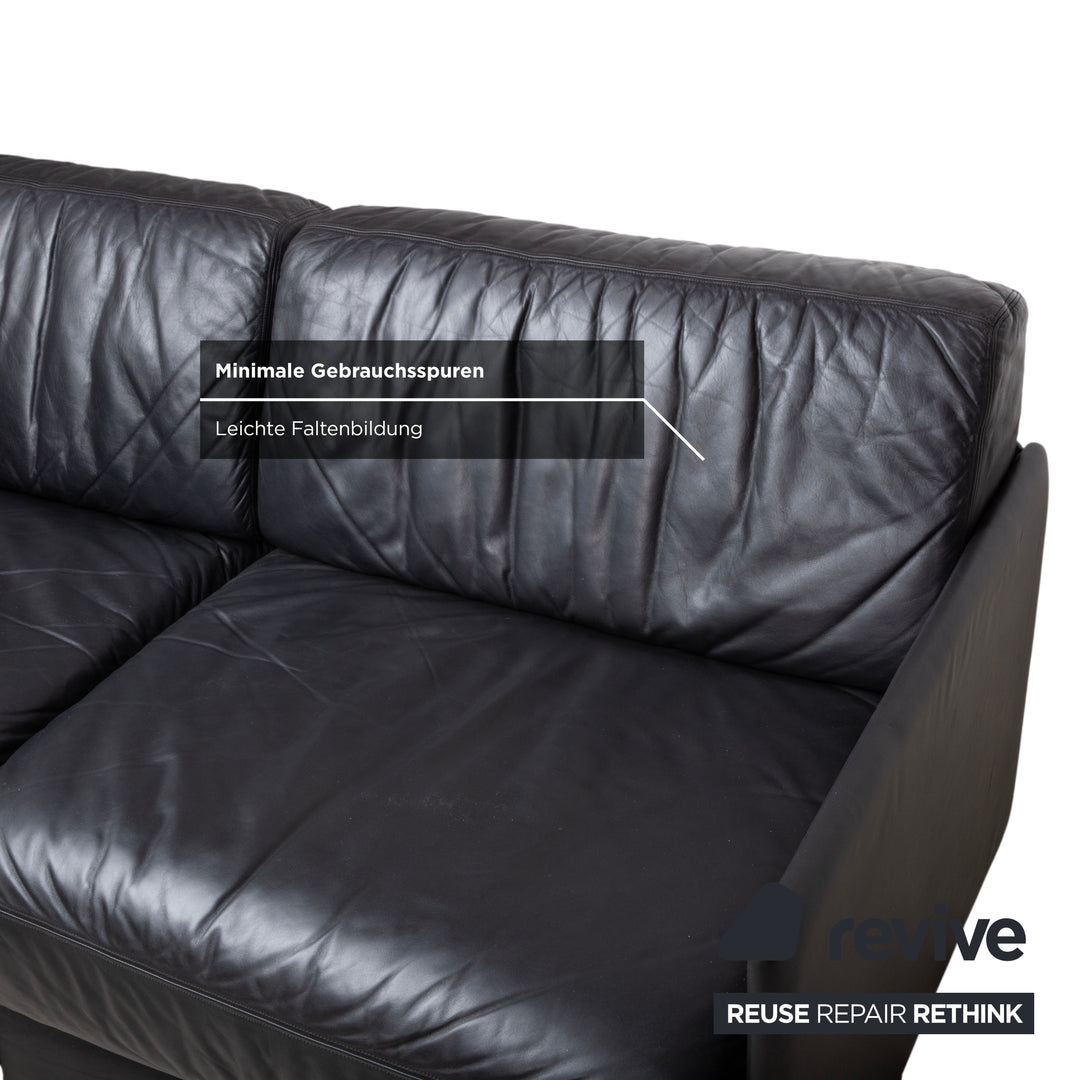 de Sede DS-78 Leder Zweisitzer Schwarz Sofa Couch Sessel manuelle Funktion Schlaffunktion