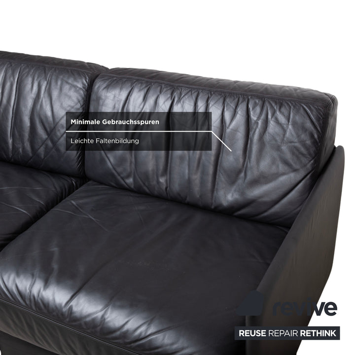 de Sede DS-78 Leder Zweisitzer Schwarz Sofa Couch Sessel manuelle Funktion Schlaffunktion