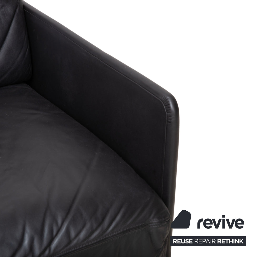 de Sede DS-78 Leder Zweisitzer Schwarz Sofa Couch Sessel manuelle Funktion Schlaffunktion