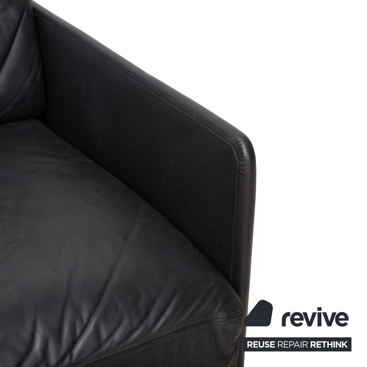 de Sede DS-78 Leder Zweisitzer Schwarz Sofa Couch Sessel manuelle Funktion Schlaffunktion