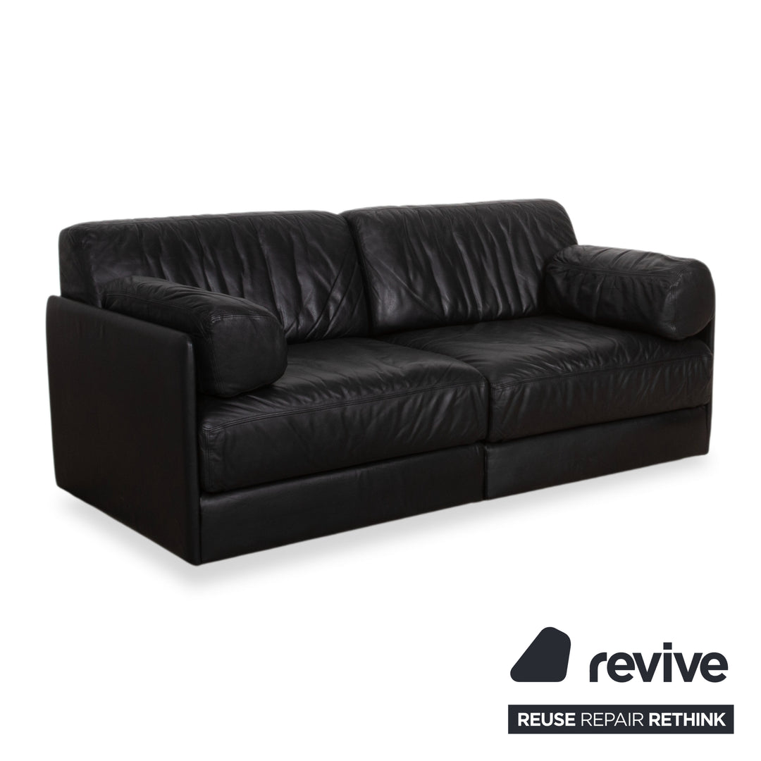 de Sede DS-78 Leder Zweisitzer Schwarz Sofa Couch Sessel manuelle Funktion Schlaffunktion