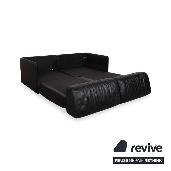 de Sede DS-78 Leder Zweisitzer Schwarz Sofa Couch Sessel manuelle Funktion Schlaffunktion