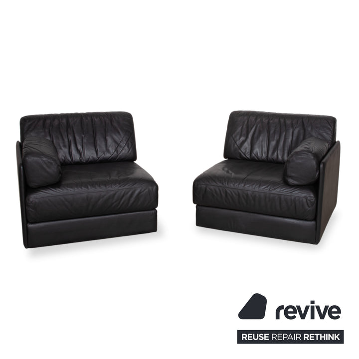de Sede DS-78 Leather Two-Seater Black Sofa Couch Armchair manual function sleeping function