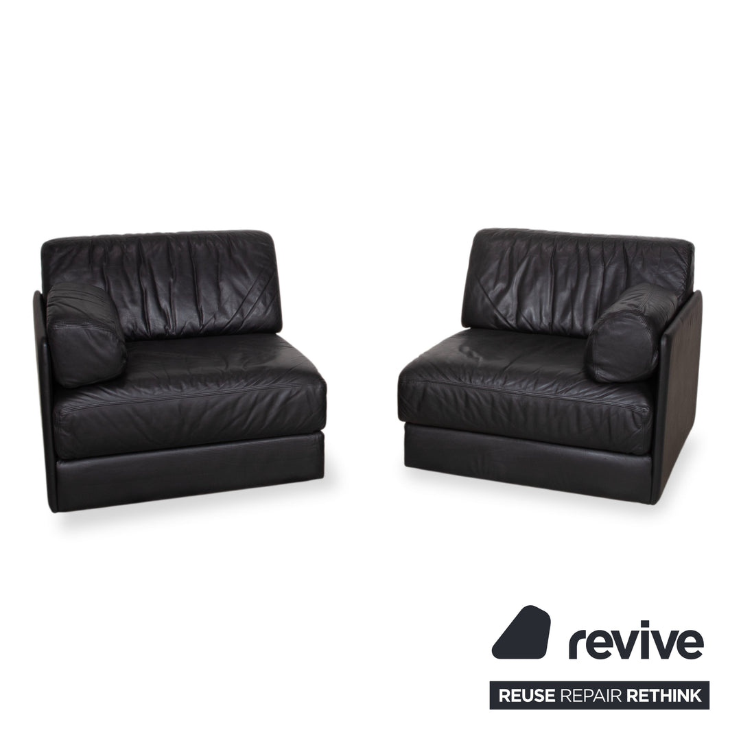 de Sede DS-78 Leder Zweisitzer Schwarz Sofa Couch Sessel manuelle Funktion Schlaffunktion