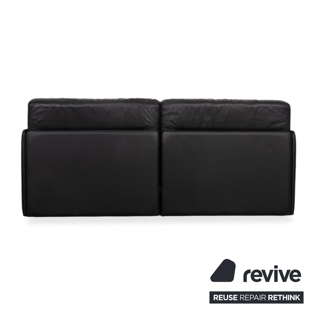 de Sede DS-78 Leder Zweisitzer Schwarz Sofa Couch Sessel manuelle Funktion Schlaffunktion