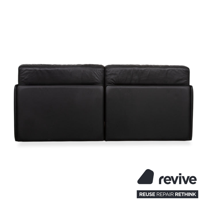 de Sede DS-78 Leder Zweisitzer Schwarz Sofa Couch Sessel manuelle Funktion Schlaffunktion