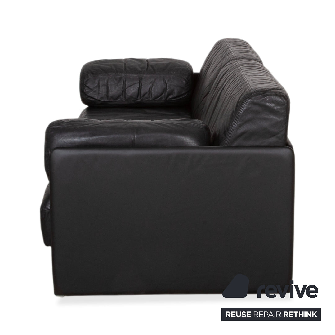 de Sede DS-78 Leder Zweisitzer Schwarz Sofa Couch Sessel manuelle Funktion Schlaffunktion