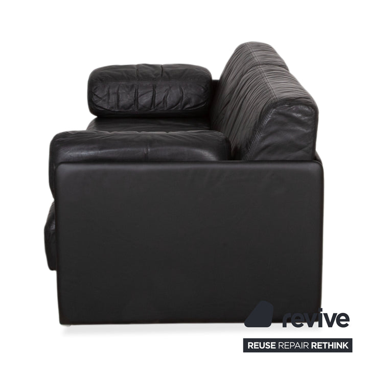 de Sede DS-78 Leder Zweisitzer Schwarz Sofa Couch Sessel manuelle Funktion Schlaffunktion