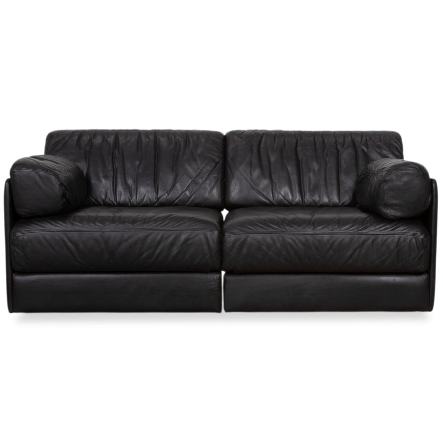 de Sede DS-78 Leder Zweisitzer Schwarz Sofa Couch Sessel manuelle Funktion Schlaffunktion