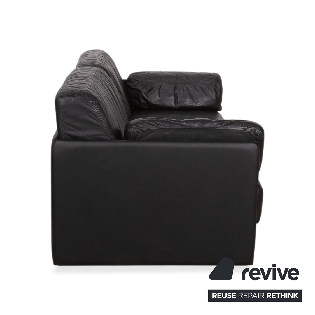 de Sede DS-78 Leather Two-Seater Black Sofa Couch Armchair manual function sleeping function