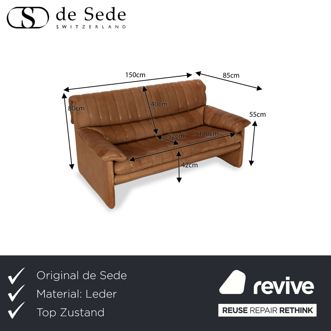 De Sede DS-86 Leather Two-Seater Brown Sofa Couch