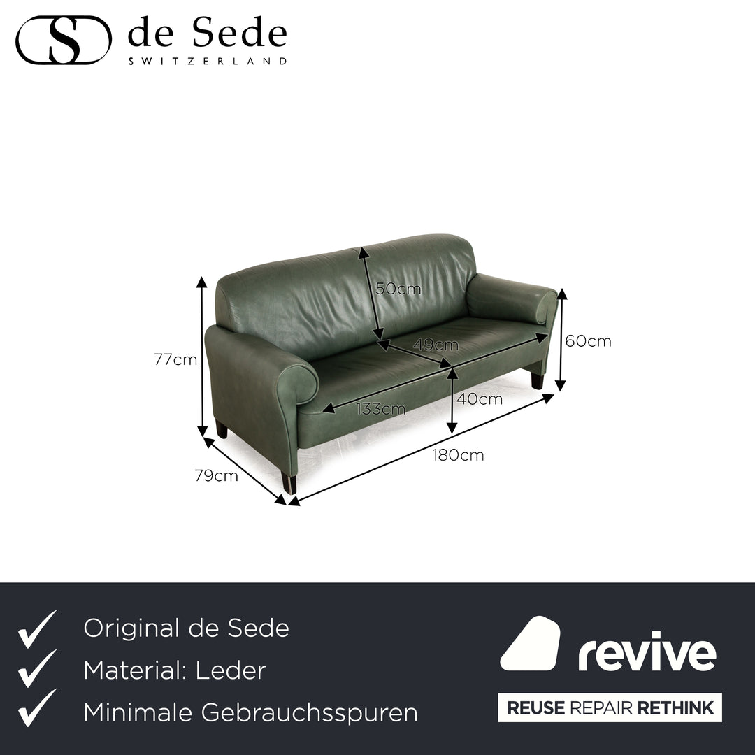 de Sede ds 90 leather three-seater green sofa couch by Anita Schmidt