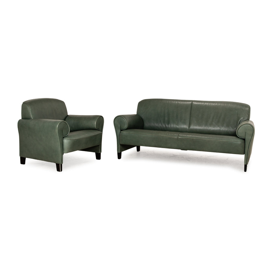 de Sede ds 90 leather sofa set green three-seater armchair couch by Anita Schmidt