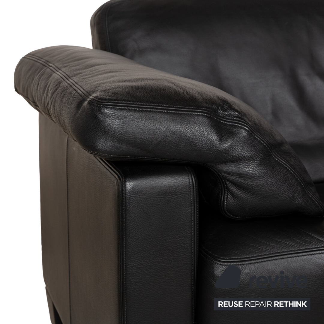 De Sede for WK Wohnen DS-17/WK 612 Sofa Set Leather Black Two-Seater Armchair Couch