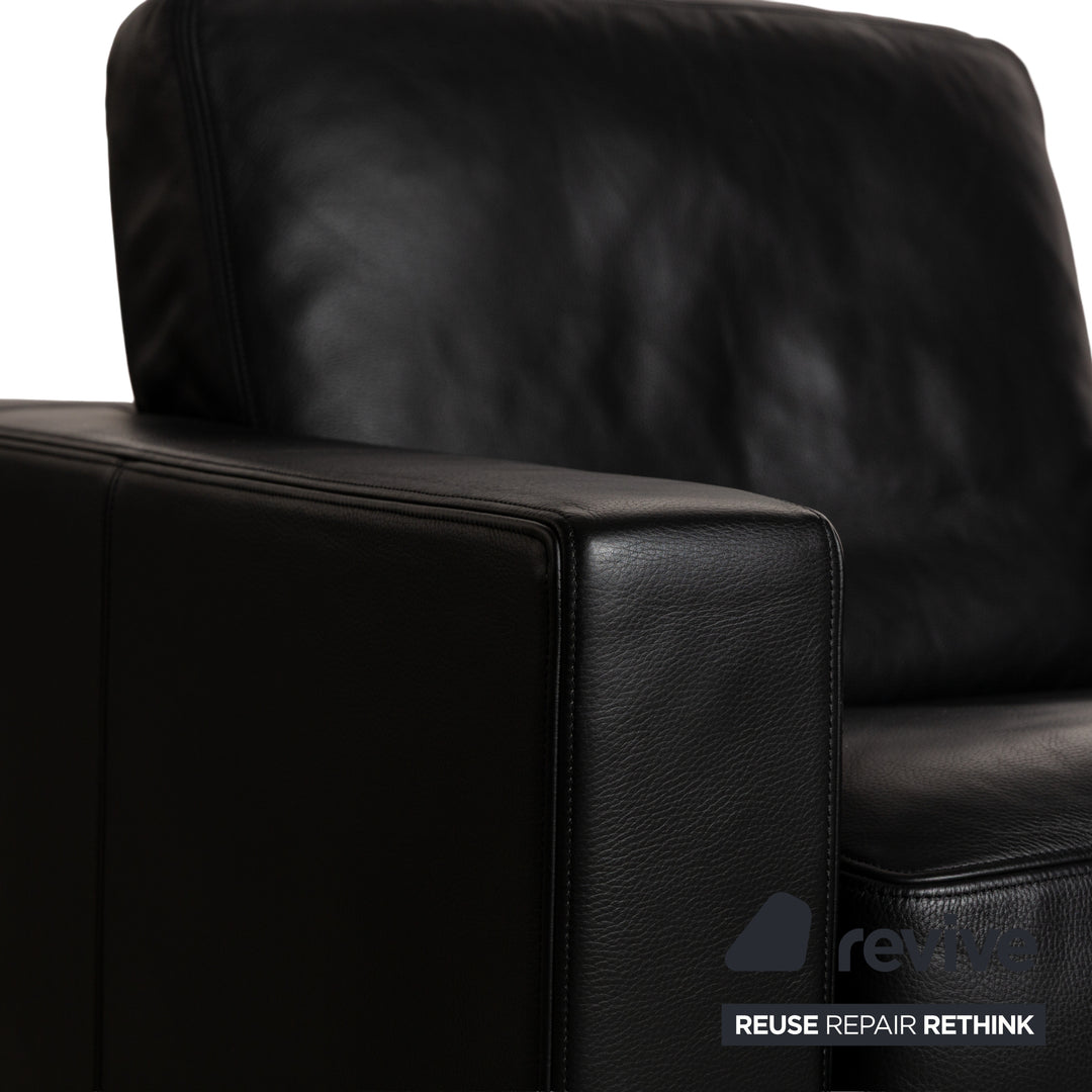 De Sede for WK Wohnen DS-17/WK 612 Sofa Set Leather Black Two-Seater Armchair Couch