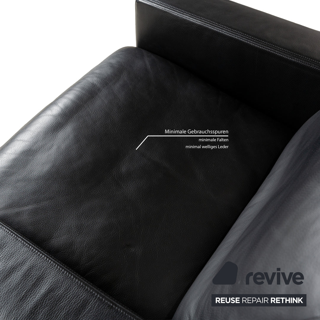 De Sede for WK Wohnen DS-17/WK 612 Sofa Set Leather Black Two-Seater Armchair Couch