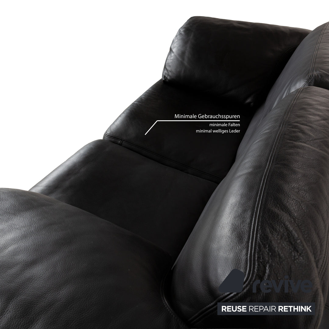De Sede for WK Wohnen DS-17/WK 612 Sofa Set Leather Black Two-Seater Armchair Couch