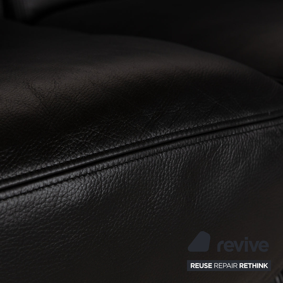 De Sede for WK Wohnen DS-17/WK 612 Sofa Set Leather Black Two-Seater Armchair Couch