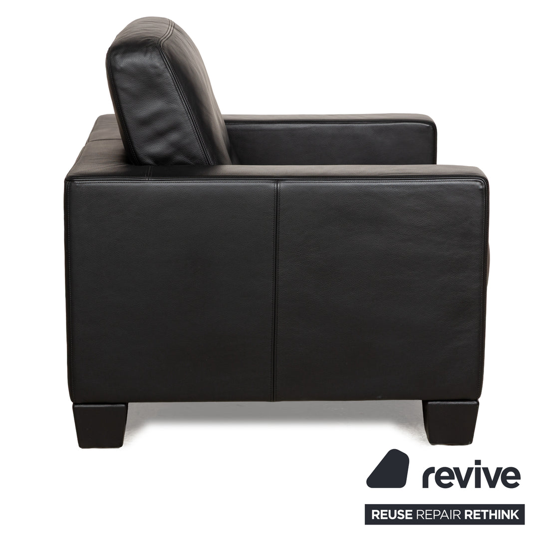 De Sede for WK Wohnen DS-17/WK 612 Sofa Set Leather Black Two-Seater Armchair Couch