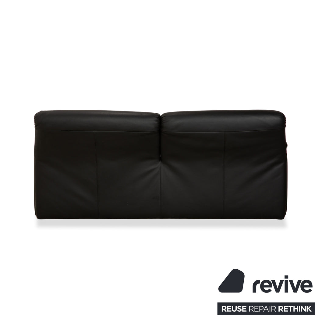 de Sede Hans Kaufeld Leather Two-Seater Black Sofa Couch Manual Function