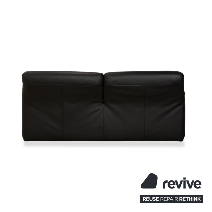 de Sede Hans Kaufeld Leather Two-Seater Black Sofa Couch Manual Function