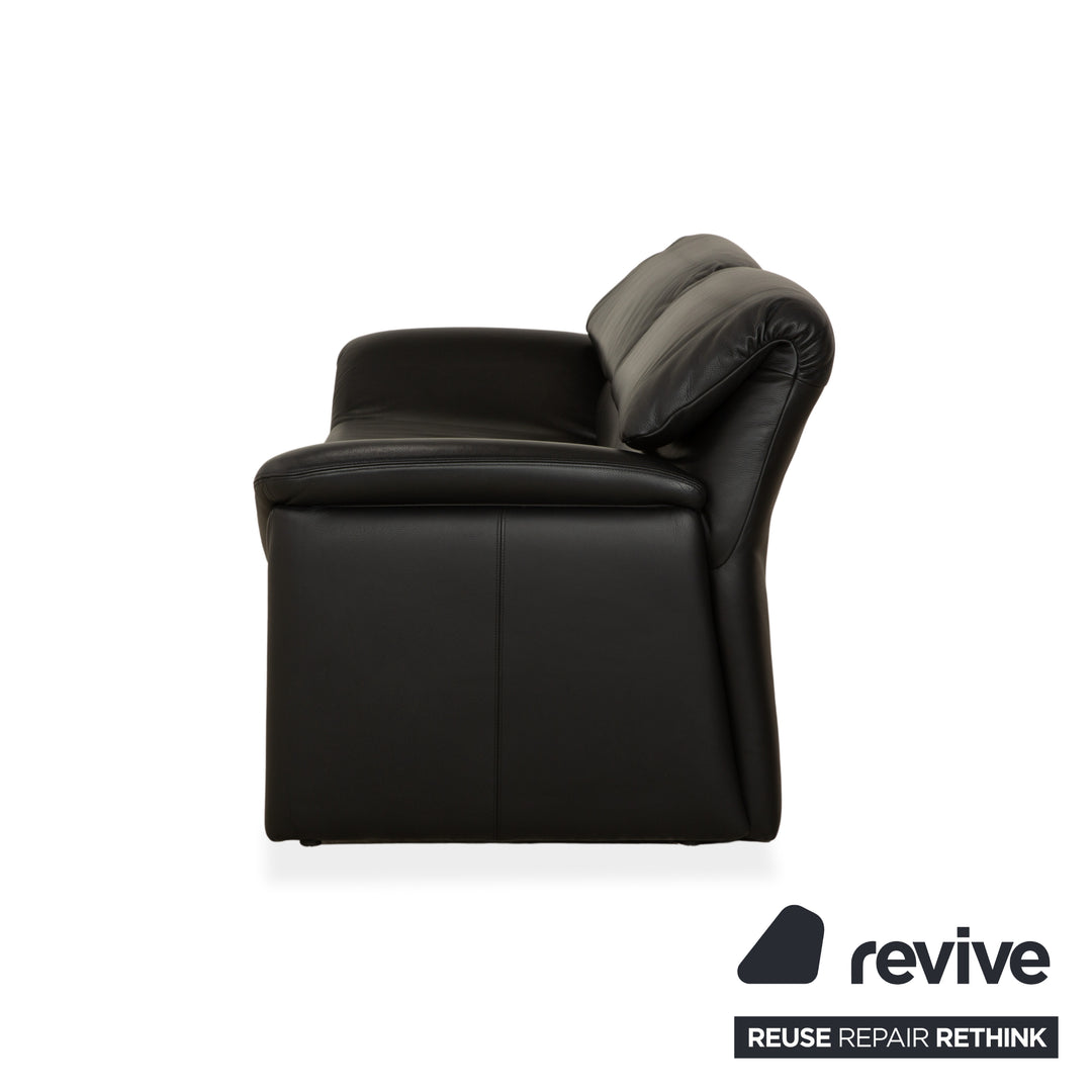 de Sede Hans Kaufeld Leather Two-Seater Black Sofa Couch Manual Function