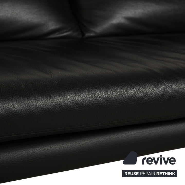 de Sede Hans Kaufeld Leder Zweisitzer Schwarz Sofa Couch Manuelle Funktion
