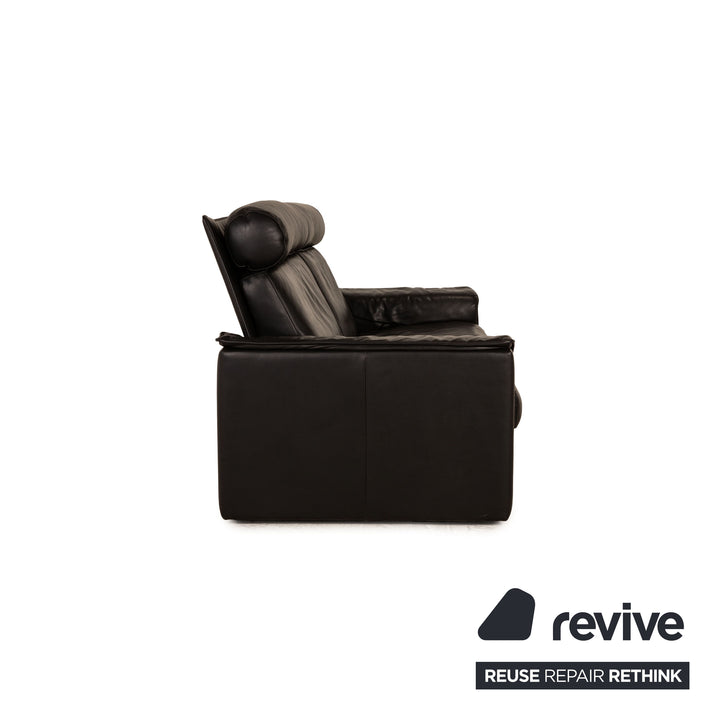 de Sede Leather Three Seater Black Sofa Couch