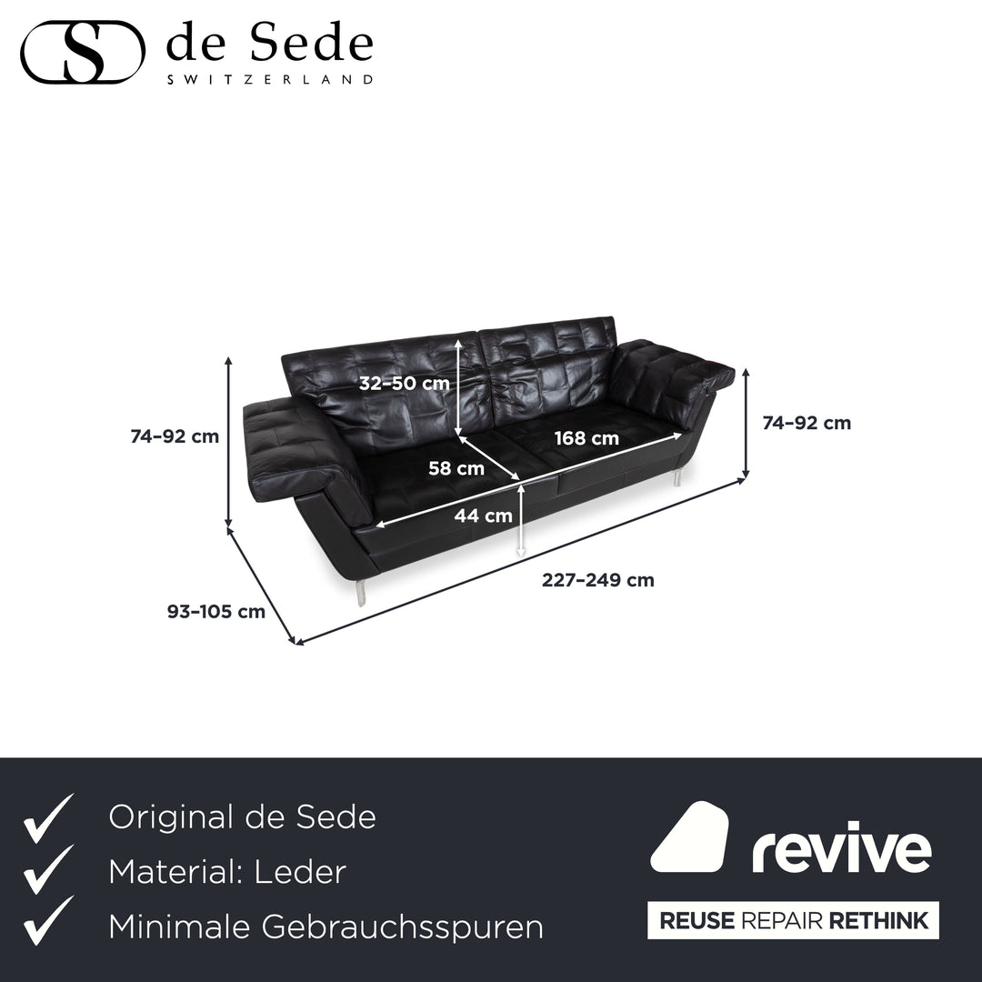 de Sede Leder Dreisitzer Schwarz Sofa Couch manuelle Funktion
